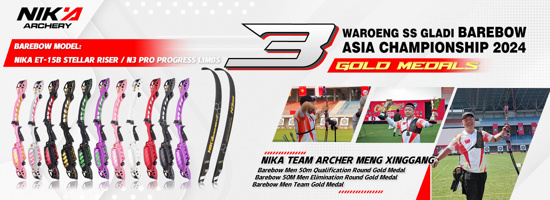 NIKA Archer Meng Xinggang Won 3 Golds at the Barebow Asia Championship 2024